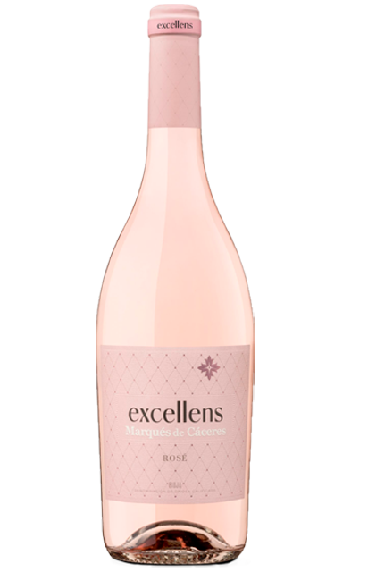 Vino Rosado Excellens Rosé Marqués de Cáceres elaborado con Garnacha tinta y Tempranillo