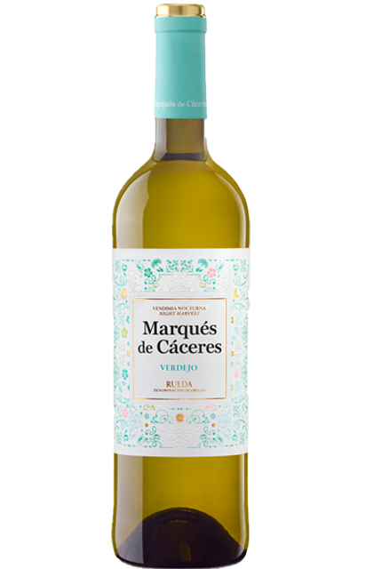 Botella de vino verdejo Marqués de Cáceres: 14% Vol., 100% Verdejo